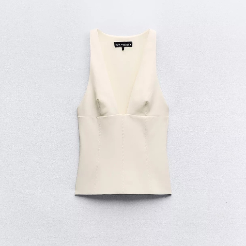 Zara Women's Elegant Cream Tank Top
